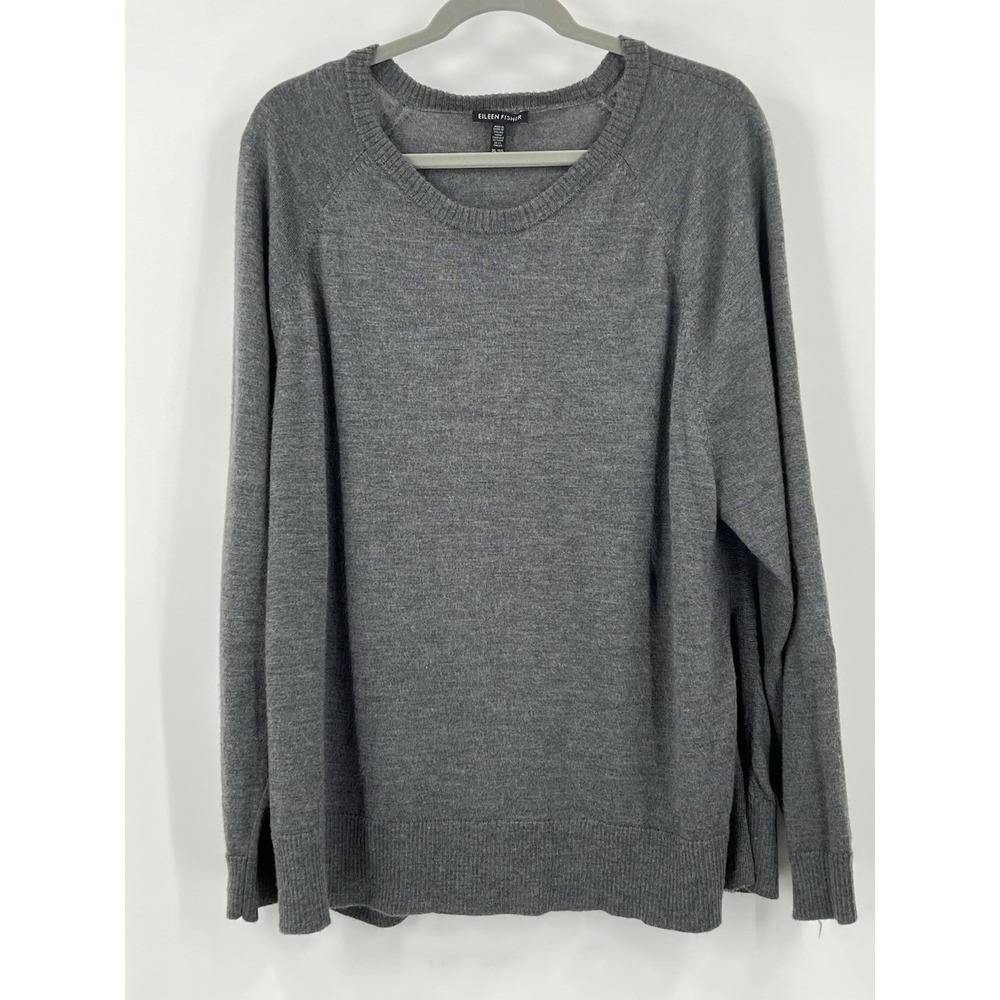 Eileen Fisher Women's Size XL Minimalist Grey Merino Tunic Sweater Capsule